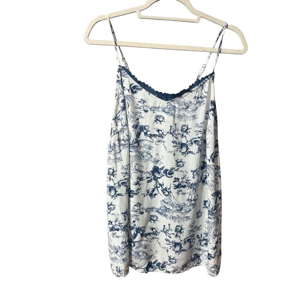 SLEEP by Cacique White Blue Stretchy Camisole Sleep‎ Top Sz 14/16
